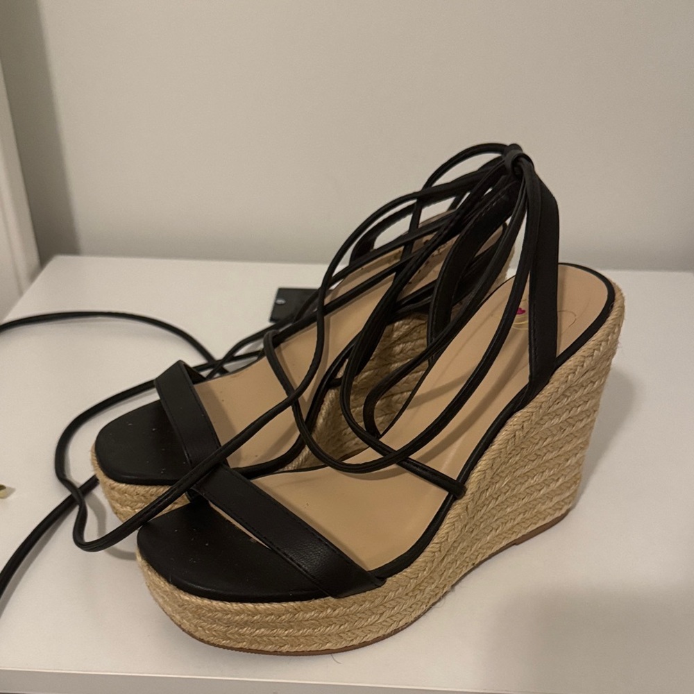 Black Wedge Sandals